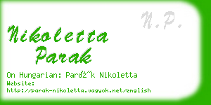 nikoletta parak business card